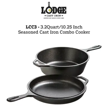 Lodge LCC3 3.2 Qt. Pre-Seasoned Cast Iron Combo Cooker