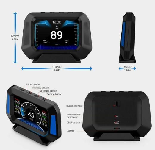 เครื่องวัดความเร็วแบบดิจิตอลสำหรับรถยนต์-เครื่องวัดความเร็วหน้าปัดรถยนต์-obd2-gps-ระบบแสดงผล-gps-มิเตอร์-hud-มิเตอร์วัดระยะทางอินเตอร์เฟสวัดอุณหภูมิน้ำมันน้ำมาตรวัดความเร็ว-gps-obd2มาตรวัดอัจฉริยะ-hon