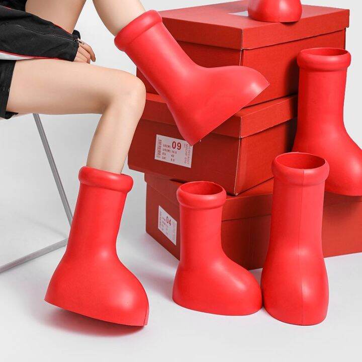MSCHF Red Boots Astroboy Fashion Boots Rubber Sole Cartoon EVA Red