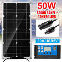 แผงโซลาร์เซลล์ชนิดผลึกเดี่ยว50W 12V,กันน้ำได้โทรศัพท์มือถือพกพาได้สำหรับให้แสงสว่างกลางแจ้งบ้านเข้าค่ายd