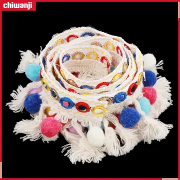 PH 20 Yards Pom Poms Fringe Ball Trim 10mm Ball Fringe Ribbon Rainbow Color Pom Poms Tassel Trim Pom Fringe Tassel Lace