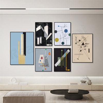 Mid Century Modern Abstract Art Wassily Kandinsky โปสเตอร์-ภาพวาดผ้าใบสำหรับ Wall Art ในห้องนั่งเล่นตกแต่งบ้าน