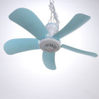 220V Blue Portable Energy Saving Small Ceiling Fan Silent Mini Air Cooler Hanging Tent Fans for Outdoor Dormitory Bedroom Summer