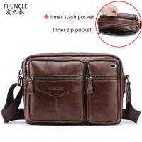 PIUNCLE Brand 100% Genuine Leather Men Designer Bags Messenger Shoulder Bag For Men Handbag For Laptop Crossbody Male Cross Body Bag Document Briefcase Multi Pocket Handbags Postman Brown Vintage Leather Briefcase Computer Leather bag Business Handbags