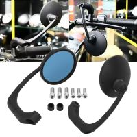 Motorcycle Universal 8/10mm Rear View Black Round Retro Oval Side Rearview Mirror For Cafe Racer Scooter Motorbike Chopper