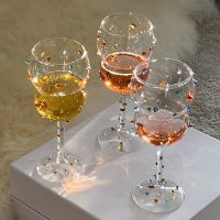 【CW】♂ஐ✧  Drinking Glasses Wine Glass Color Gem Dot Ins To Girlfriend French Goblet