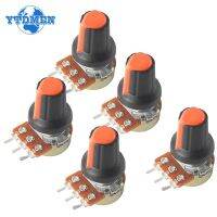 5 Set Linear Rotary Potentiometer WH148 B1K B10K B20K B50K B100K B250K B500K 15MM 3Pin Variable Resistors with Orange AG2 Knob