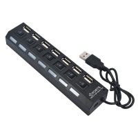 USB HUB สวิตช์ USB USB Hub 2.0 อะแดปเตอร์ความเร็วสูงหลาย 7 พอร์ตฮับ USB สวิตช์เปิด/ปิดแบบพกพา USB Splitter สำหรับคอมพิวเตอร์แล็ปท็อป-Zaeiruie