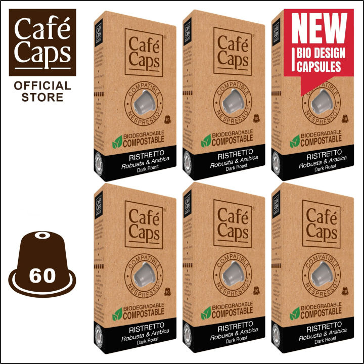 cafecaps-แคปซูลกาแฟ-nespresso-compatible-ristretto-6-กล่อง-x-10-แคปซูล-กาแฟคั่วเข้ม-สไตล์อิตาเลียน-ผลิตจากเมล็ดกาแฟอาราบิก้าและโรบัสต้า-แคปซูลกาแฟใช้ได้กับเครื่อง-nespresso-เท่านั้น