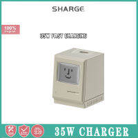 Sharge เครื่องชาร์จติดผนัง Retro35w พร้อมจอ LED อัจฉริยะ,GaN ส่องแสง PPS PD 35W ชาร์จเร็วสำหรับ iPhone พับได้,iPad, MacBook