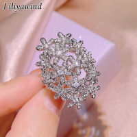 Liliyawind Cool Style Copper Zircon White Gold Delicate Snowflake Women Ring A1R