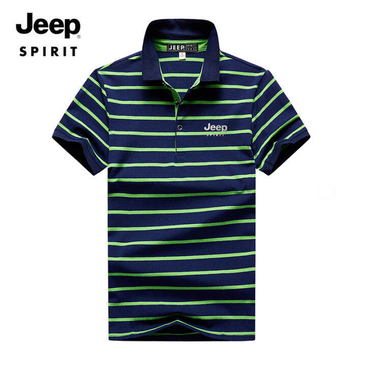 jeep-spirit-mens-short-sleeve-t-shirt-polo-shirt-casual-fashion-striped-cotton-thin-business