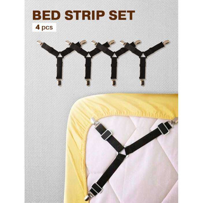 สายรัดยึดผ้าปูที่นอน-bed-strap-set-ตัวหนีบผ้าปูเตียง-คลิปยึดผ้าปูที่นอน-เข็มขัดที่นอน-ขายแพ็ค-4-เส้น