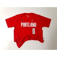 Nba Portland Lillard 0 Red Basketball Tshirt