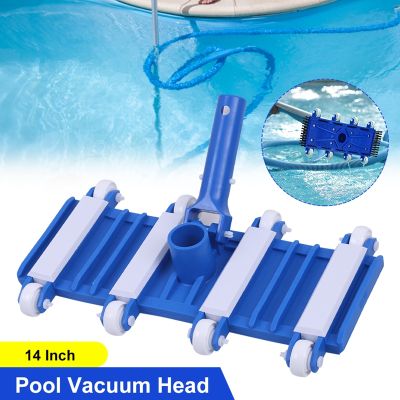 14 Inch Weighted Pool Vacuum Head Flexible Pool Vacuum Head Swimming Pool Suction Head with Wheels Side Brush for Pond Spa Hot Tub Cleaning
