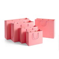 Pink Shopping Gift Bag 10Pcs/lot Kraft Paper Bag With Handle Wedding Gift Bag Valentine 39;s Day Gift Packaging Bags for Business