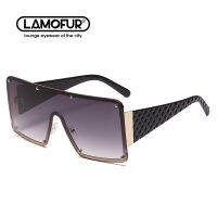 2021 New Trend Big Frame Conjoined Sunglasses Female Square Frameless Ocean Sunglasses Personality Street Shooting Glasses 2558