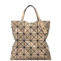 Issey Miyake High-end new limited edition womens classic embossed rhombic geometric color matching 6-grid handbag underarm