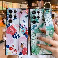 Art Flower Leaf Soft Wristband Phone Holder Case Cover for Samsung S22 Plus S21 FE S20 Note 20 Ultra 10 A72 32 22 52 51 71 50 70