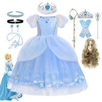 Girls Cinderella Princess คอสเพลย์เครื่องแต่งกายเด็กเด็ก Vestidos Party Ball Gown ชุด Halloween Clothes