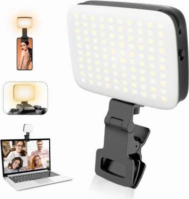 Eicaus 100 LED Rechargeable Selfie Phone Light with Hot Shoe Mount Adapter and Clip,Camera Fill Light for Pictures,Video iPhone Light for Video Conferencing, Portable Light for influencers, Tiktok Front-lit LED light