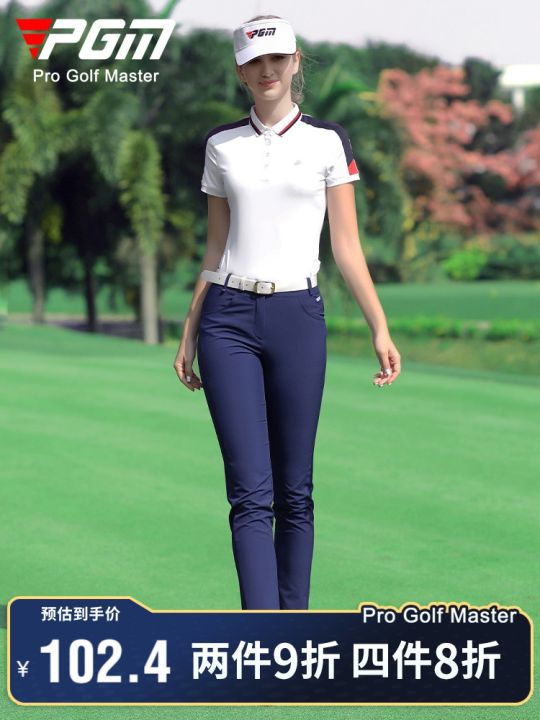pgm-ชุดเล่นกอล์ฟแขนสั้นสำหรับผู้หญิง-เสื้อเสื้อผ้าระบายอากาศกีฬากอล์ฟแขนสั้นเสื้อผ้าเสื้อยืด