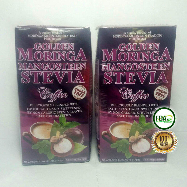 Original Golden Moringa Mangosteen Stevia Coffee 12s 1Box Premium Safe