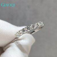 GIAOQI 9K 10K Pt950 0.7กะรัตผ่านตัวเลือกการทดสอบ3Mm D สี Moissanite แหวนเครื่องประดับแต่งงาน