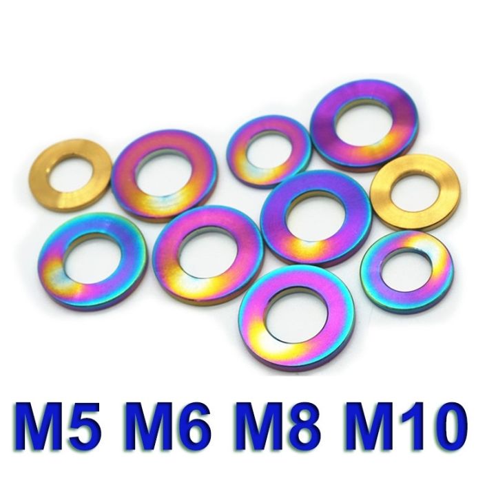 6pcs-m5-m6-m8-m10-gasket-titanium-washer-for-motorcycle-bicycle-titanium-gold-color-multicolor-ti-fastener