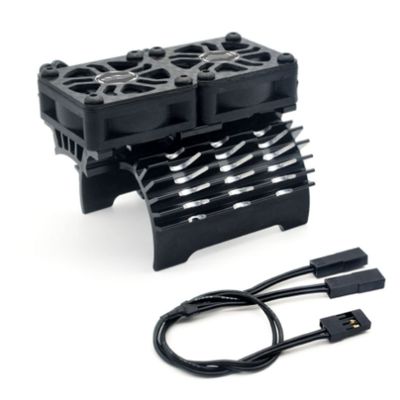RC Fan RC Heatsink with Dual Cooling Fan RC Car Accessories Kits for Hobbywing Leopard 4268 4274 4092 1/8 1/10 RC Car (Black)