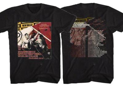 Evanescence Within Temptation Worlds Collide Tour Men T-Shirt Cotton