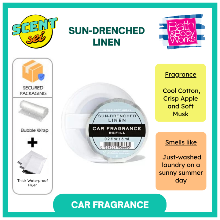 Bath & Body Works BBW SunDrenched Linen Car Fragrance Refill Holder