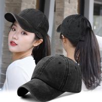 【Hot Sale】 Foreign trade European and ponytail baseball cap womens washed solid spring summer breathable sunshade sunscreen