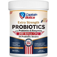 Exp. 07/23 Captain Biotics Extra Strength Probiotics, 200 Billion CFU 34 Strains 30 capsules