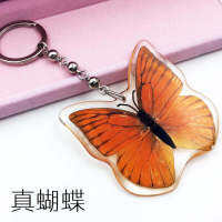 Insect Specimen Butterfly Artificial Amber Keychain Cool GirlS Resin Bag Hanging Buckle Womens Gift