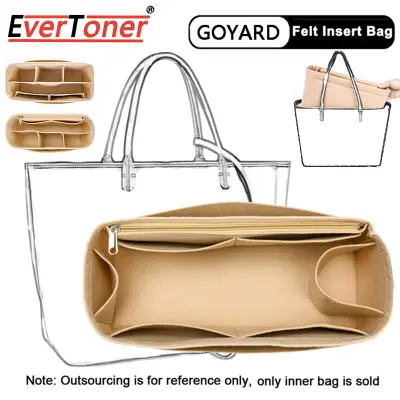 EverToner Felt Insert Organizer For Goyard GM PM Mini Tote Bag Womens Handbag Inner Purse Travel Cosmetic Liner Bags Shaper