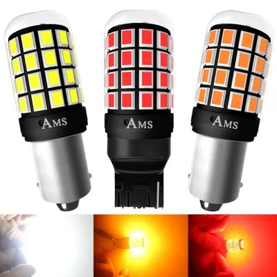 ✎ 1PCS 1156 BA15S P21W BAU15S PY21W 7440 W21W P21/5W 1157 BAY15D 7443 3157 LED Bulbs 54smd CanBus Lamp Reverse Turn Signal Light