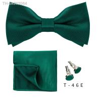 ✶✲ Bowtie Set 3pcs Solid Color Bow Tie For Men Pocket Square Shirts Cufflinks Neck Butterfly Suit For Business Wedding Decorate tie