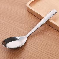 1Pc Stainless Steel Metal Chinese Asian Rice Soup Spoons Silver Mirror Polished Flatware for Home Restaurants Eco Friendly Spoon Cooking Utensils