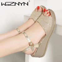 2023 Wedges Sandals For Women Sandals 5cm Heels golden Platform Womens Sandals Summer Shoes Chaussures Femme Sandals Size 35-40