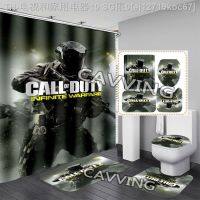 【CW】✵◎  CALL DUTY  Printed Shower Curtain Anti-slip Set Toilet Rugs F01