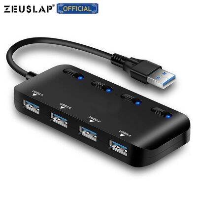 Zeuslap ตัวแยก Usb3.0 4พอร์ตความเร็วสูง,ตัวแยก3.0 Usb ฮับ Usb 3.0อะแดปเตอร์ฮับ Usb อุปกรณ์เสริมสำหรับ Lapnotebook