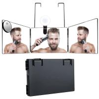 3 Way Adjustable Brightness Trifold Mirror Hanging 360 Degrees Mirror With Lights Portable Cosmetic Makeup Mirrors Bath Mirrors