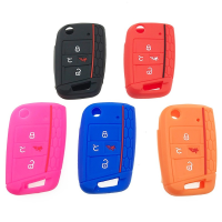 【2023】4Button Silicone Key Cover for Octavia Kodiaq Karoq Ateca Leon For VW Polo Golf 7 MK7 Tiguan Key Cas e Auto Accessories