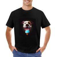 Potret Of A Happy Pitbull Dengan T-Shirt Es Krim T-Shirt Kustom Anime Desain Kaus Grafis Anda Sendiri T Shirt Pria