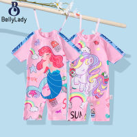 Kids Summer One-piece Swimsuit Sunscreen Quick Dry Cartoon Printing Swimwear For Girls【fast】