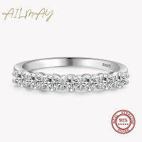 Ailmay 100 925 Sterling Silver Stackable Round Dazzling Cubic Zirconia Rings for Women Wedding Engagement Jewelry Gift2023