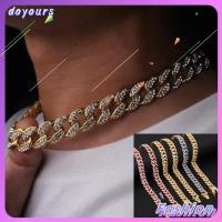 DOYOURS ผู้หญิงผู้ชาย สร้อยคอแฟชั่น เพชร ฮิพฮอพ สร้อยคอ ฝัง Rhinestone ลิงค์เชน