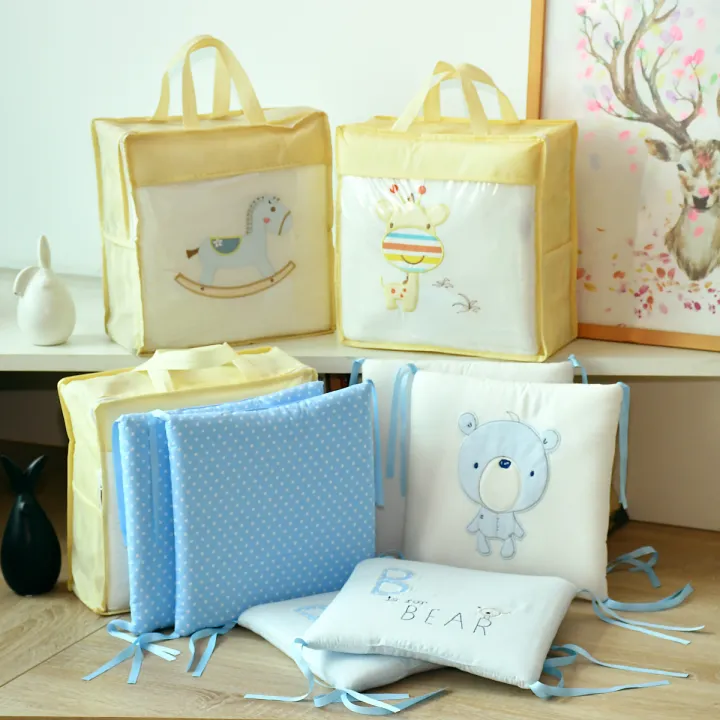 sawu 6 pieces baby crib bedding cotton head protection for baby cribs