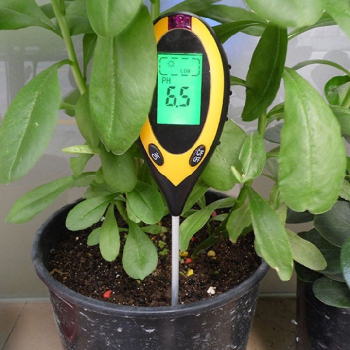 ph-ทดสอบดินดินความชื้นตรวจสอบแสงแดดอุณหภูมิทดสอบความเป็นกรดด่างทดสอบพืชสวนเครื่องวัดอุณหภูมิความชื้น